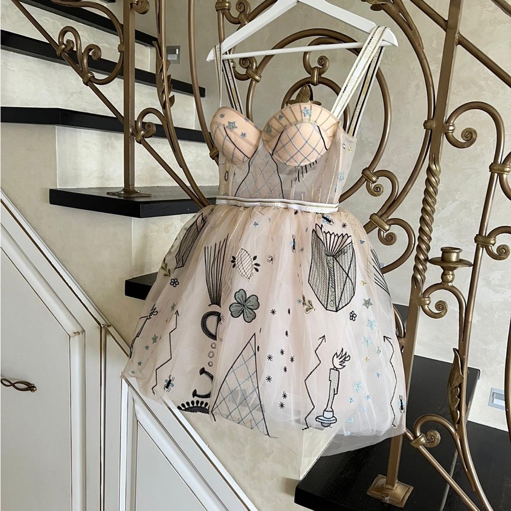 Custom made bridal dress with Christian Dior fabric